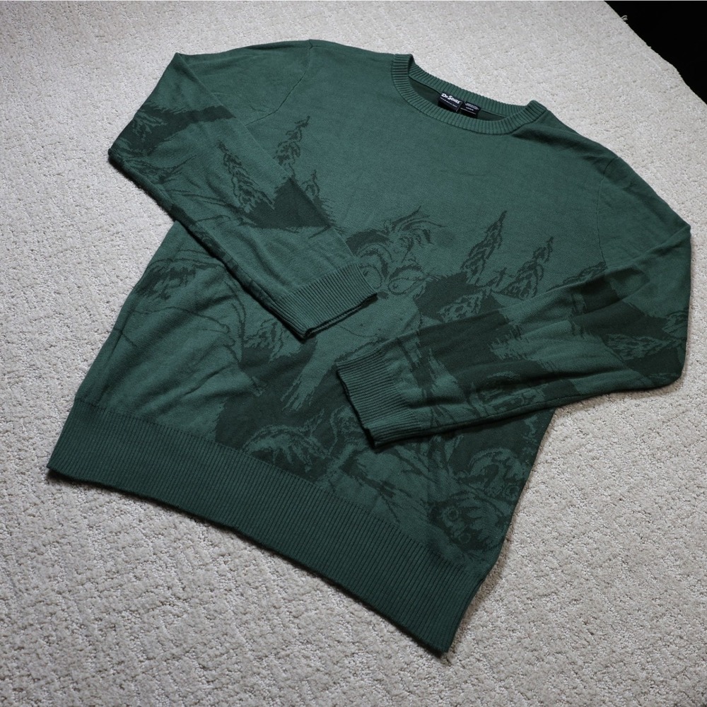 Dr Seuss The Grinch Green Graphic Knit Crewneck Sweater Large NWT